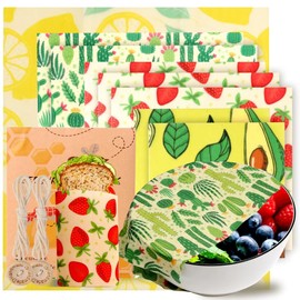 Beeswax Wraps Set of 8 - Organic Beeswax Wraps - 100% Natural & Environmentally Friendly Wax Paper Beeswax Cloths Made of Natural Beeswax Paper for Food - 8 Pieces Red