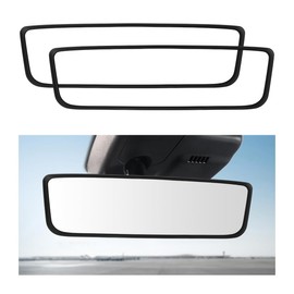 povtii 2 PCS Rear View Mirror Protector Frame, Silicone Automotive Interior Rearview Mirror Cover for Women Girls, Mirror Edge Protective Cover Compatible with Model 3 Y, Car Accessories (Black)