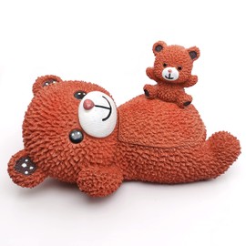 BEAUSIOO Outdoor Patio Decor Ashtray, Cute Animal Ashtray With Lid, Porch Decorations Outdoor and Gift (Naughty Bear)