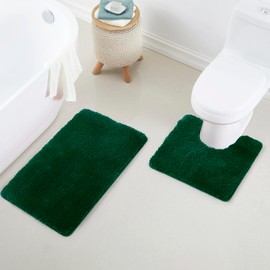 Yafa Home Fashion 2 Piece Solid Microfiber Soft Bathroom Rug Set, Non-Slip TPR Backing