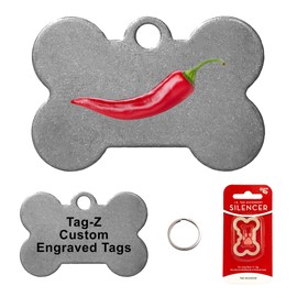 RED CHILI PEPPER - CUSTOMIZED - PET TAG - BONE Shape - Tag-Z Dog Tags