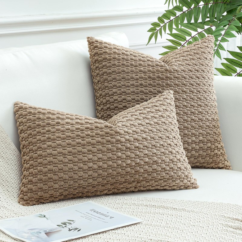 Artscope Pom Poms Decorative Corduroy Cushion Cover 30x50cm Super Soft