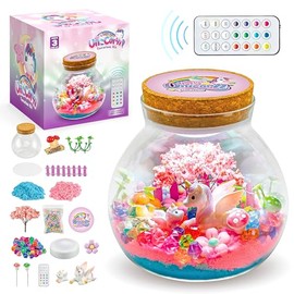 Unicorn Terrarium kit for Kids Toys with Night Light, DIY Arts and Crafts for Boys Girl Ages 4 5 6 7 8 Years Old（19 Pcs）