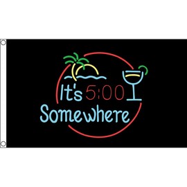 AZ FLAG It's 5 o'clock Somewhere Black Flag 3' x 5' - It's Five Flags 90 x 150 cm - Banner 3x5 ft