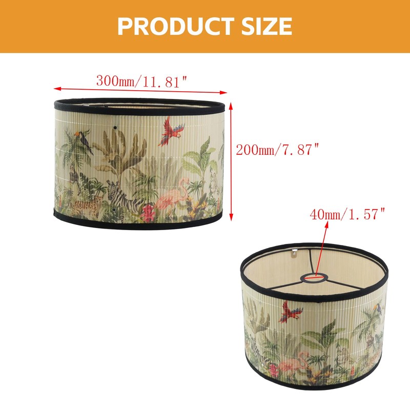 Mewutal Drum Lampshade Bird Pattern Chandelier Lamp Shade Removable Lamp