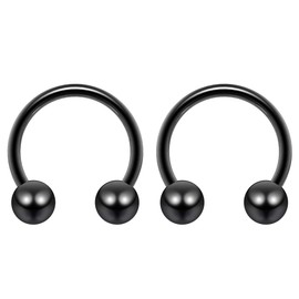 2pc 1.2mm 16g Surgical Stainless Steel Horseshoe Bar Hoop 4mm Ball Circular Barbells Earrings Cartilage Helix Septum Nose Lip Rings - 8mm