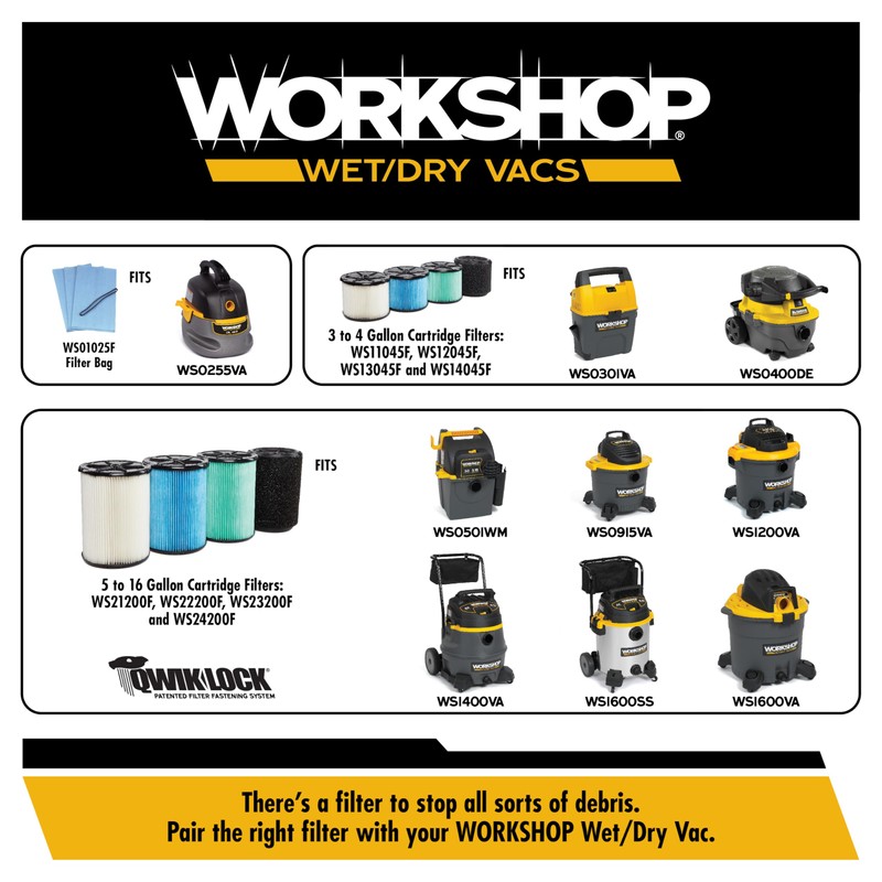 WORKSHOP Wet/Dry Vacs Shop Vacuum Accessories WS17856A Locking Attachment Kit