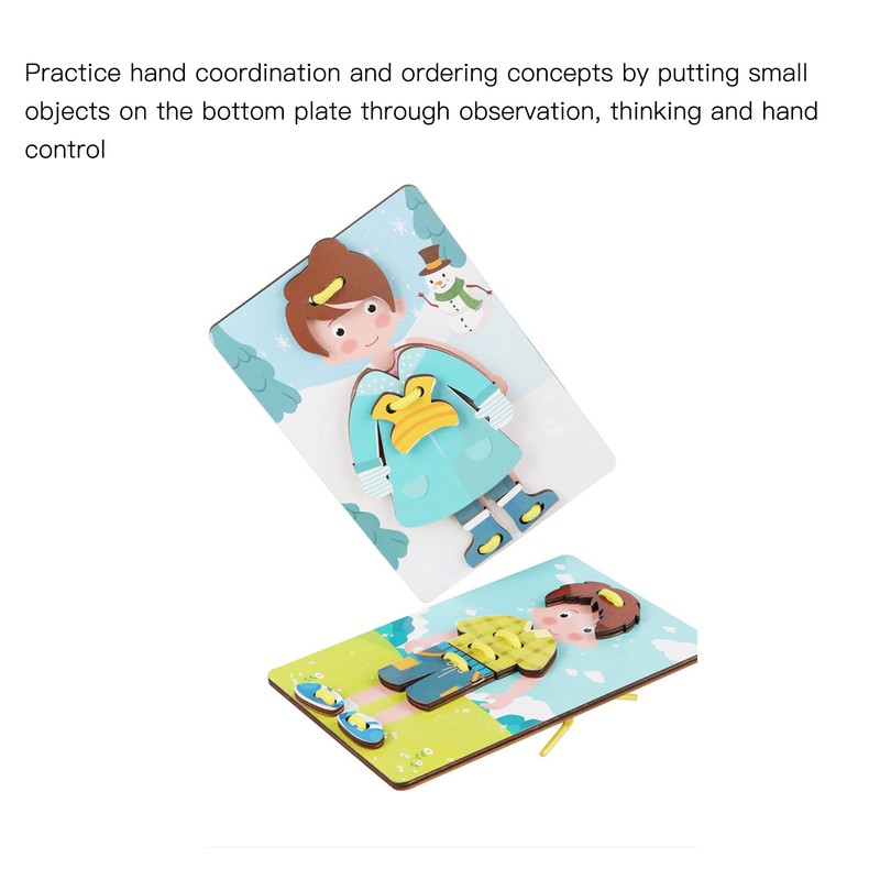 Wooden Lacing Threading Toys Clear Patterns Educational Wood Threading Panel