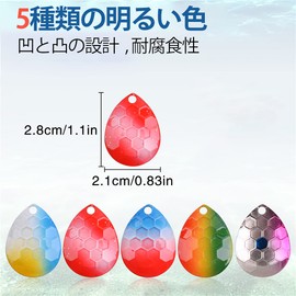 Colorado Blade Spinner Bait, Metal Jig, Metal Vibe Blades, Fishing Tool, Lure Material, DIY DIY DIY Metal Jig Blade Spinner, Set of 50 to 100 Pieces, Mountain Stream, Tube Fishing, Smooth Type, Convex Type, Various Color Fishing, Smooth Type, Convex Type