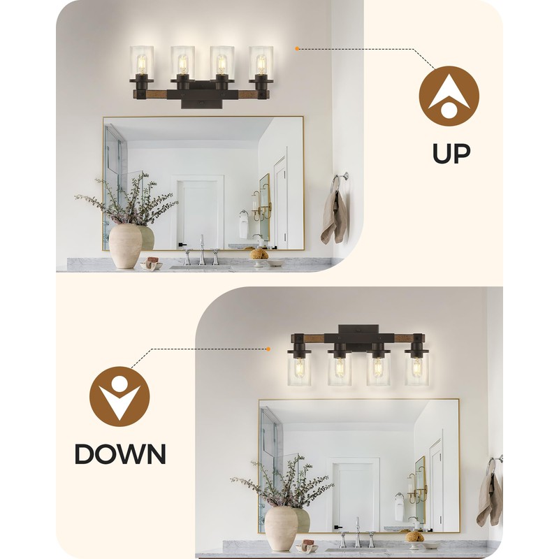 GOEBLESON 5-Light Bathroom Light Fixture, Farmhouse Vanity Lights for Bathroom