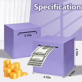 Totola Stainless Steel Piggy Bank for Adults, Indestructible Savings Box for Cash, Must-Break-to-Open Metal Secure Money Banks for Kids, Unbreakable Coin Bank for Money Saving Plan (Purple, 4.72inch)
