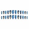 MERVF Almond Press on Nails Medium Fake Nails Blue Marble