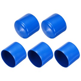 sourcing map 5pcs Rubber End Caps 50mm(2 Inch) ID Vinyl PVC Round Tube Bolt Cap Cover Screw Thread Protectors Blue