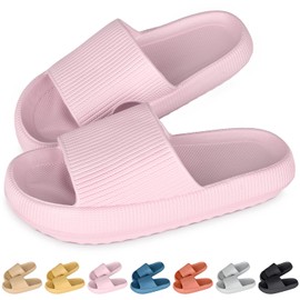 SHAINE Bathing Shoes for Men and Women, Cloud Slippers, Slides, Home Slippers, Rubber, Non-Slip Mules, Summer Garden Flip-Flops, Pink, EU 40/41