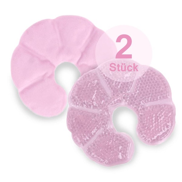 NEWGO 3-in-1 Cooling Pads Breast Breastfeeding, Pack of 2 Cooling Pads & Heat Pads for Breasts, Breast Therapy, Soft Fabric Back Fleece (Pink)