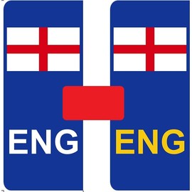 Number Plate Vinyl Stickers United Kingdom England Flag - ENG - 2 x set of 2 by Party Decor