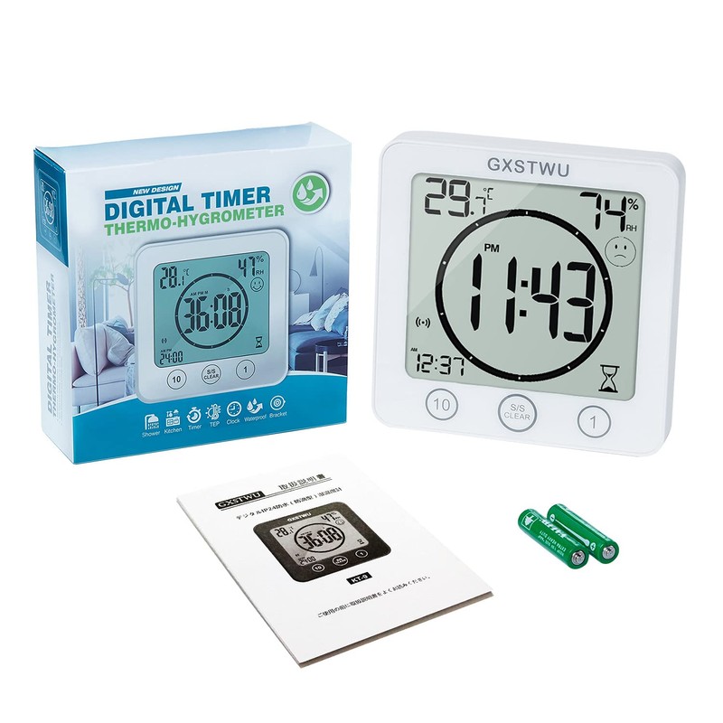 GXSTWU Watch Waterproof (Splashproof), Timer, Thermo-Hygrometer, Digital Magnet, Suction Cup,