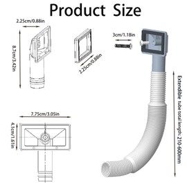 2Pcs Sink Overflow Pipe, Kitchen Sink Overflow Pipe, Sink Overflow, Kitchen Sink Waste Kit, Sink Overflow Kit, Overflow Tube for Sink Extendible(Tube Length 210-600mm), for Sink- Rectangle Interface