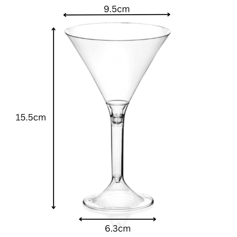 AIOS Plastic Martini Glass 2pc. Capacity 185ml. Pack of 20