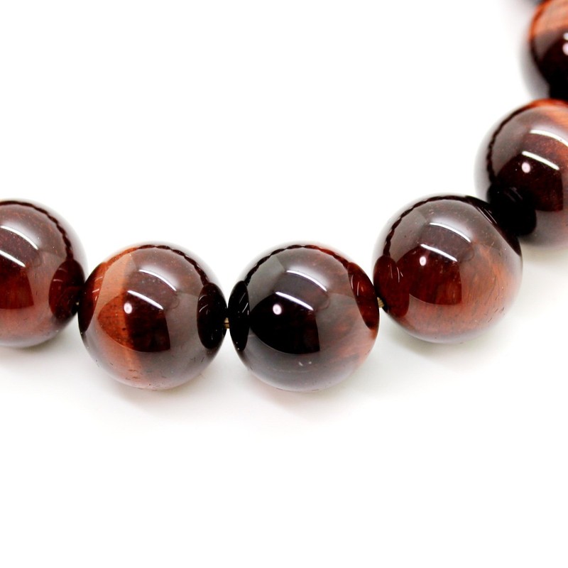 Shikui b462 Red Tiger Eye Bracelet, 0.6 inch (14 mm),