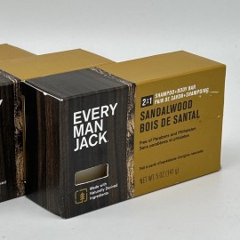 Every Man Jack 4 Pack Every Man Jack Sandalwood Mens 2-in-1 Bar Soap - Wash and Shampoo - 5oz