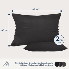 Dreamzie Pillowcase, 40 x 60 cm, Dark Grey, Set of 2 Microfibre, Oeko-Tex Certified, Soft