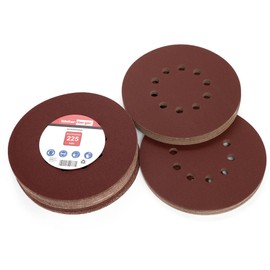 Woltersberger® Set of 25 Sanding Discs Diameter 225 mm | Grit P40, P60, P80, P120, P220 | 10 Holes in Red | Sandpaper Drywall Sanders Long Neck Sanders Sanding Giraffe