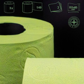 Roll-Lux Gift Box 3 Rolls Colored Toilet Paper - Vibrant Multicolor Collection - Soft & Absorbent - Ideal for Special Occasions, Birthday & Home Decor (Green)