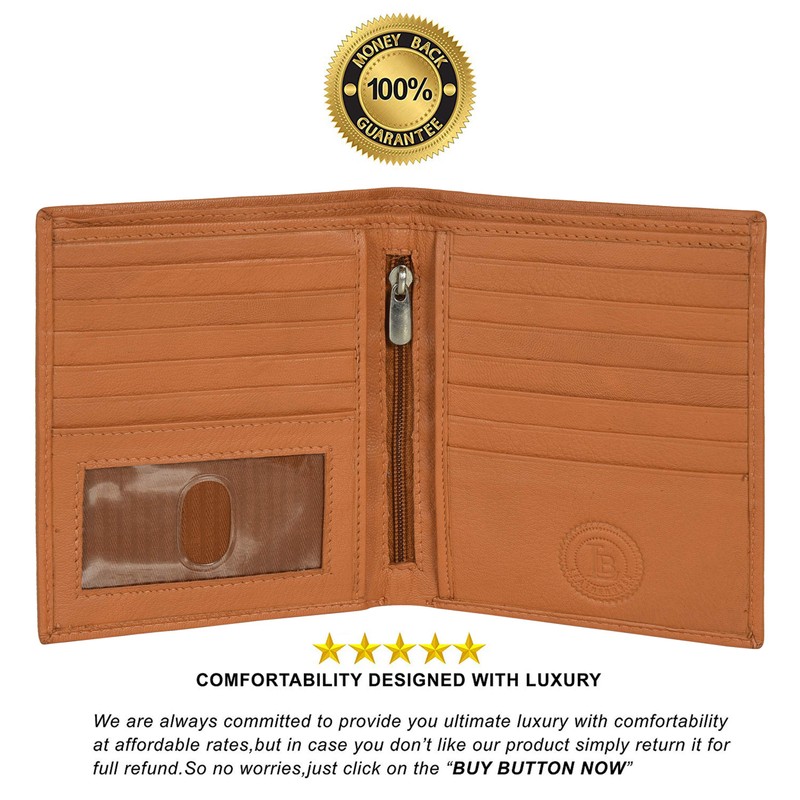 Leatherboss Genuine Leather RFID blocking Hipster Tall Credit Card Holder