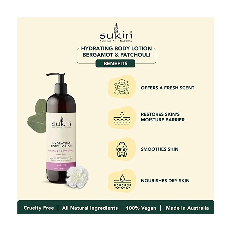 Sukin Hydrating Body Lotion Bergamot & Patchouli 500ml