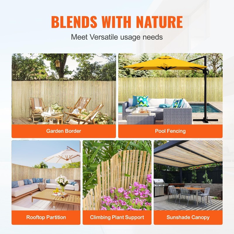 Landgarden Natural Bamboo Slat Screening, Eco-Friendly Privacy Slat Fence, Bamboo
