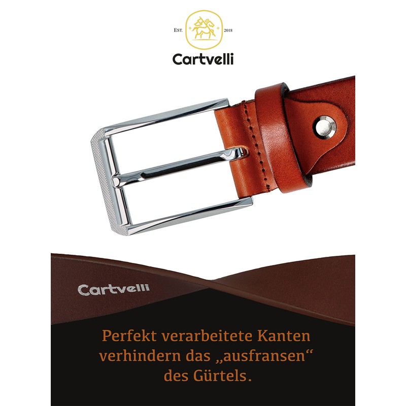 Cartvelli Men's Business Leather Belt with Gift Box Made in