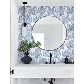 Guvana 17.3''×118'' Peel and Stick Wallpaper Blue and White Wallpaper Geometric Contact Paper for Cabinets Drawer Striped Wallpaper Peel and Stick Modern Self-Adhesive Wallpaper for Bathroom Bedroom