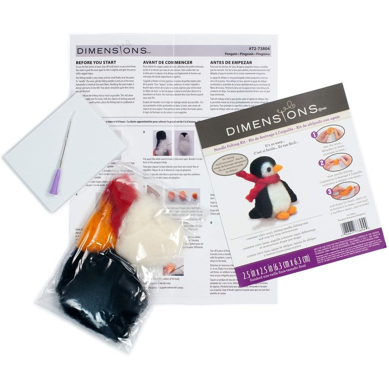 Dimensions Penguin Felt Animals Needle Felting Kit, 2.5'' x 2.5''