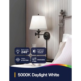 UNILAMP 3 Way LED Light Bulbs, 3 Way Light Bulbs 30 70 100W Equivalent, Daylight White 5000K, Three Way A19 Light Bulbs E26 Medium Base, 3-Way Light Bulbs for Desk Lamps, Floor Lamps, 2 Pack