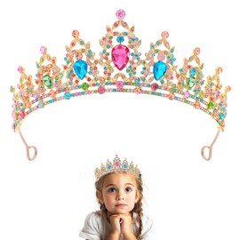 MEZHEN Kristallkrone Tiara Krone Damen Strass Krone Mädchen Braut Haarschmuck Diadem Hochzeit Kopfschmuck Farbe Geburtstags Bankett Brautschmuck