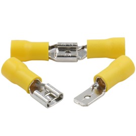 Heschen Male / Female Quick Disconnects Vinyl insulated 6.3 x 0.8 mm Cable Terminal for 4-6mm² (12-10 AWG) Yellow 100Pack