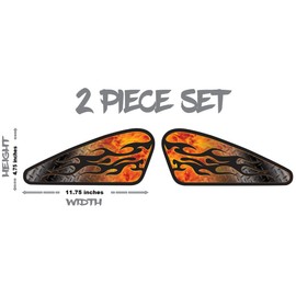 Motorcycle Gas Tank Decals/Sets - for Harley Davidson Sportster 883 1200 Honda Shadow Suzuki Kawasaki Indian Yamaha (Torched Diamond Plate - 2pc Side Tank Decals)