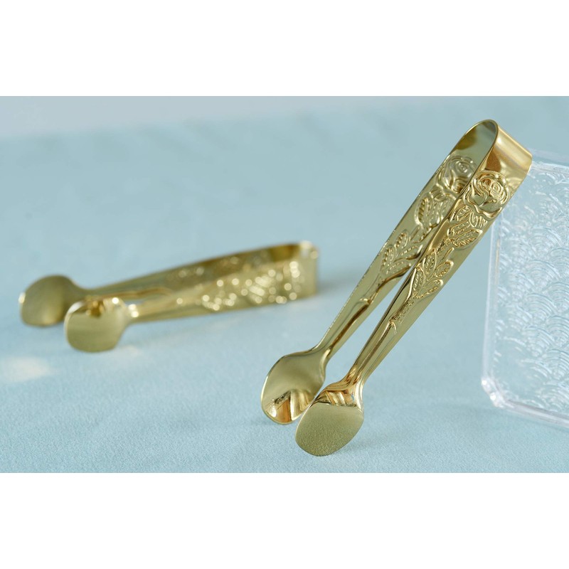 HINMAY 6PCS Mini Serving Tongs 4 Inches Small Rose Sugar