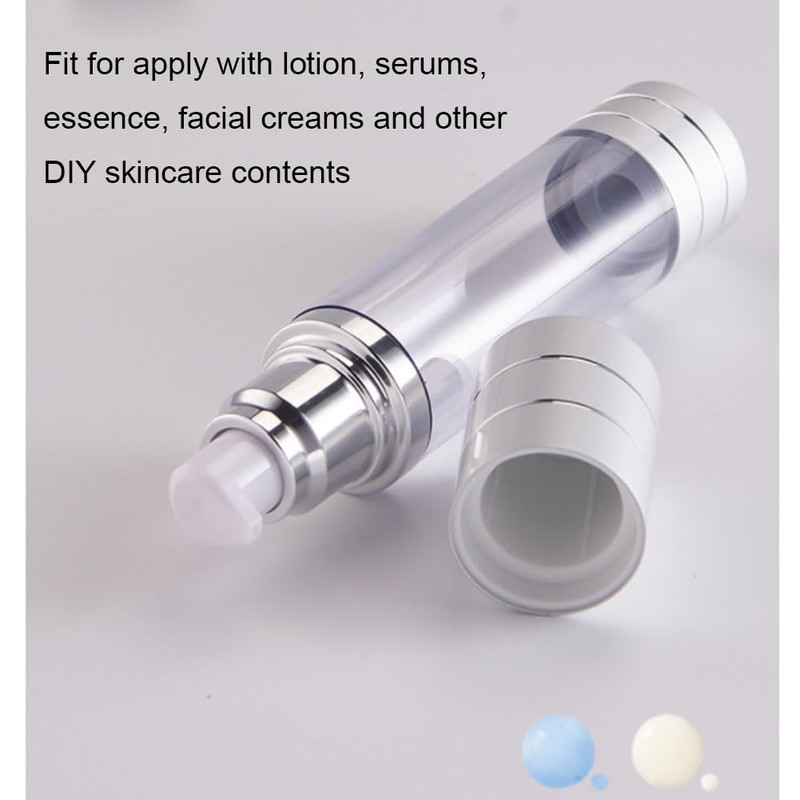 2PCS 30ml/1oz Empty Clear Plastic Airless Pump Bottles Lotion Dispenser
