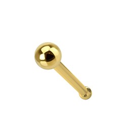 AZARIO LONDON 9K Yellow Gold 2MM Plain Top Ball 22 Gauge Nose Bone Nose Stud Piercing