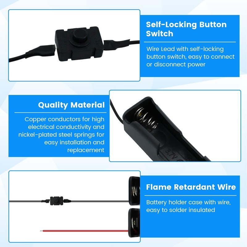 SDTC Tech 2-Pack 3.7V 18650 Battery Holder with Extend Button