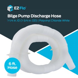 EZ-FLO PVC Bilge Pump Discharge Hose, 1-1/4 Inch ID x 6 Feet, White, 98587
