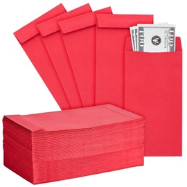Okuna Outpost Red Envelopes for Money - 3.5 x 6.5 in, 100 Pack, Paper - For Cash & Coins - Small Card & Offering Holders