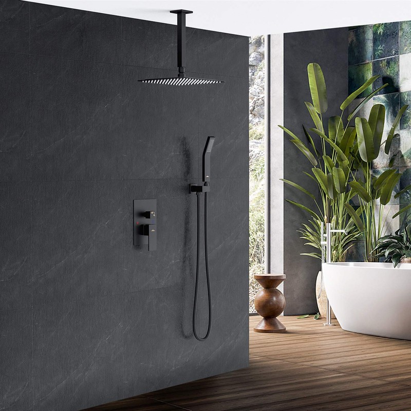 SunCleanse Rainfall Shower Faucet Set Matte Black Shower Combo Set