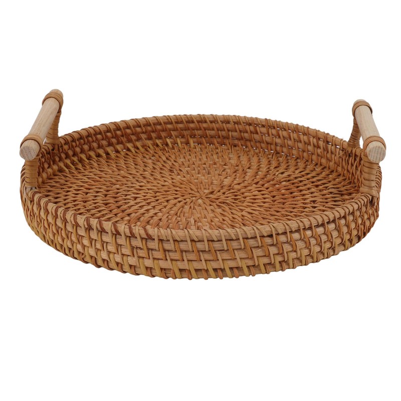 Rattan Fruit Tray, Hand Woven Traditional Large Capacity Decorative Fruit