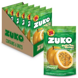 Zuko Passion Fruit Instant Powder Drink Family Pack, 14.1 oz, Pack of 6