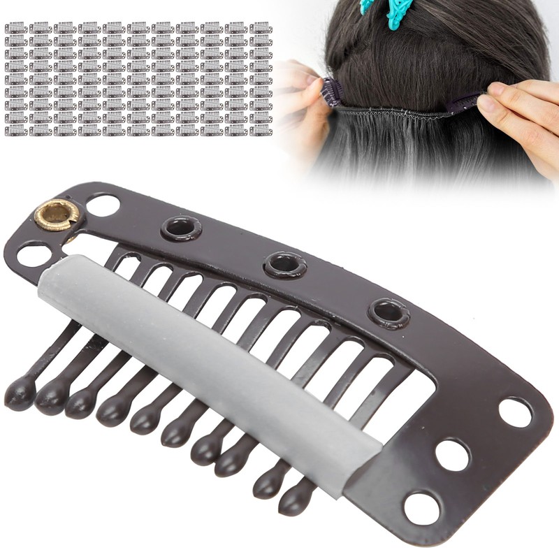 100pcs 10 Teeth Wig Clip Stainless Steel DIY Hairpiece Snap