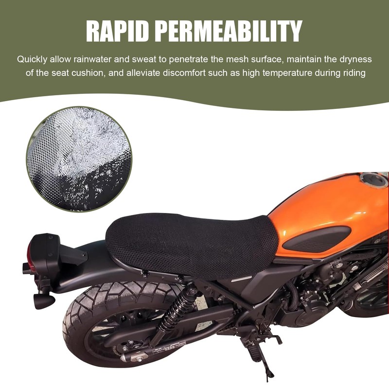 DACIRTY Motorcycle Seat Cover, Heat-insulating Double-sided Mesh Holes Breathable Burn-resistant