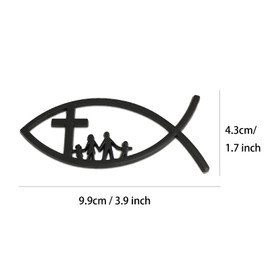 Jesus Fish Christian Car Decals Cross Family Love Christian Fish Metal Car Emblem Jesus Fish Car Stickers Fish Emblem for Car Truck Badge Creative Funny Bumper Stickers (Black)